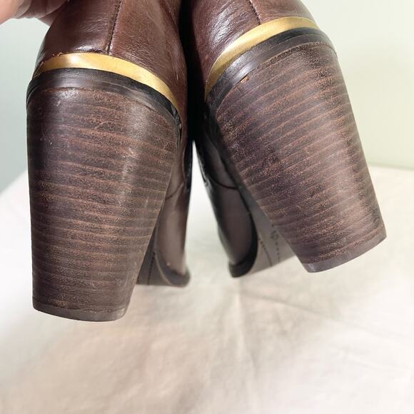 DV by Dolce Vita Women DV by Dolce Vita Women\'s Brown Coral Metal Toe Leather Ankle Boots Size 7.5